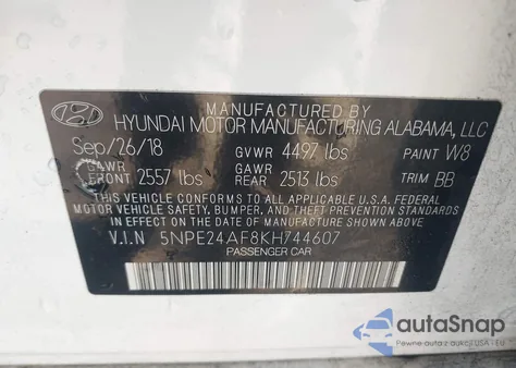2019 Hyundai Sonata Se из США, поврежденный, VIN 5NPE24AF8KH744607